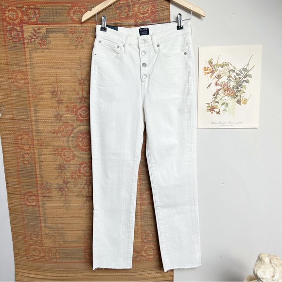 J. Crew • NWT High-Rise Vintage Straight White Raw Hem Jeans